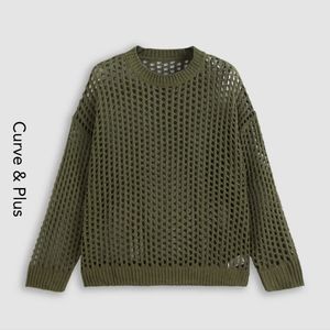 Cider oversized green crochet lightweight sweater 1X